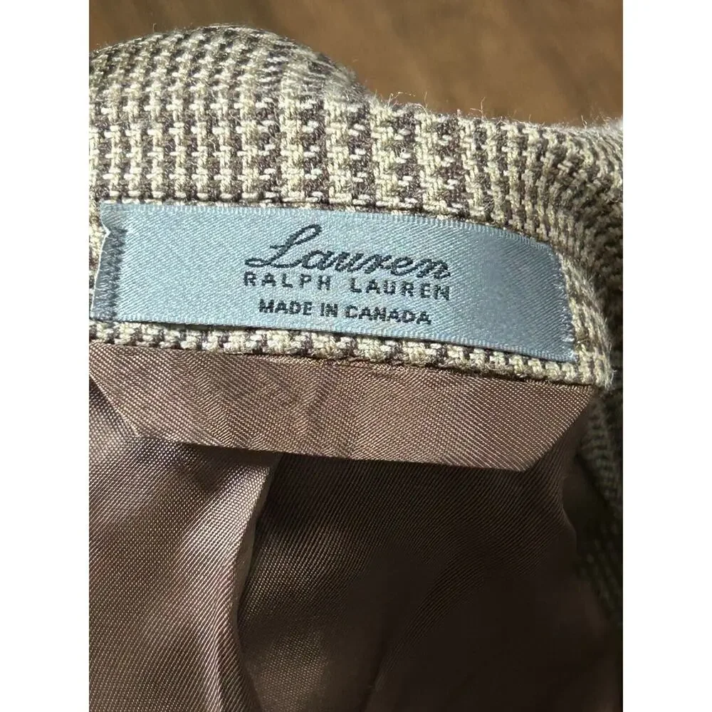 Lauren Ralph Lauren Mens Silk Wool Brown Plaid Classic Sport Blazer Coat‎ Sz 42L
